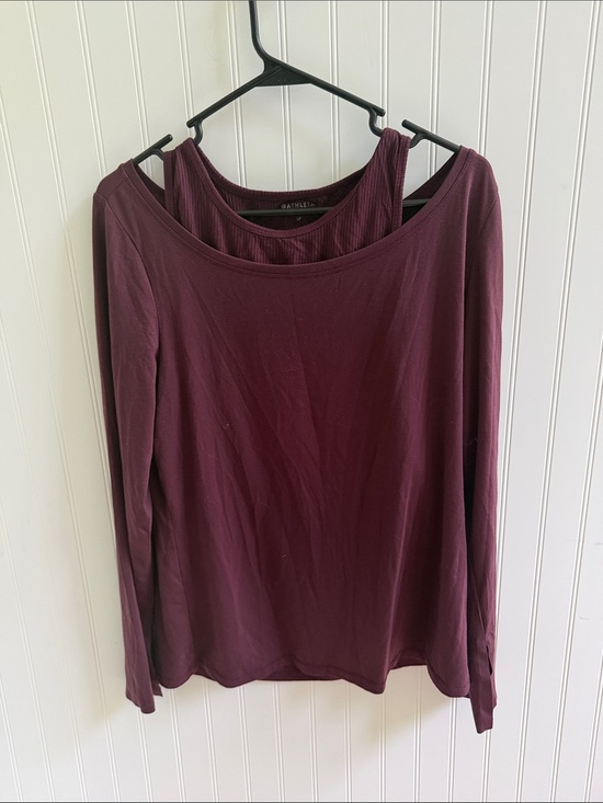 Athleta Tops - (359)Athleta Wine-Colored Long Sleeve Layered Tank Top